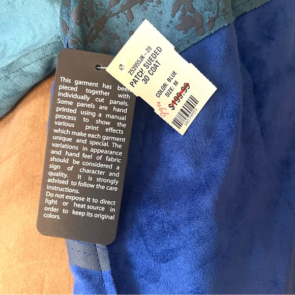 🌀🆕🎉🏷️ shades of blue abstract mixed media open over coat jacket - Picture 16 of 16